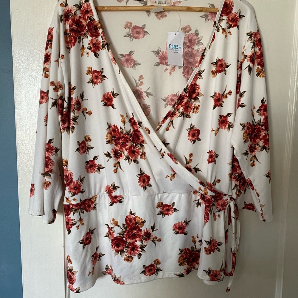O’Delilah Floral Faux Wrap Top